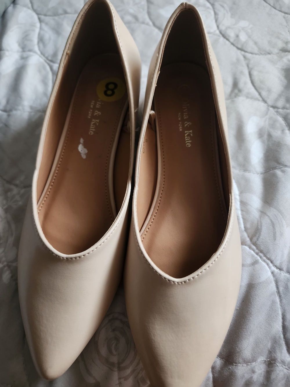 Women's Cream Pointed Toe Flats